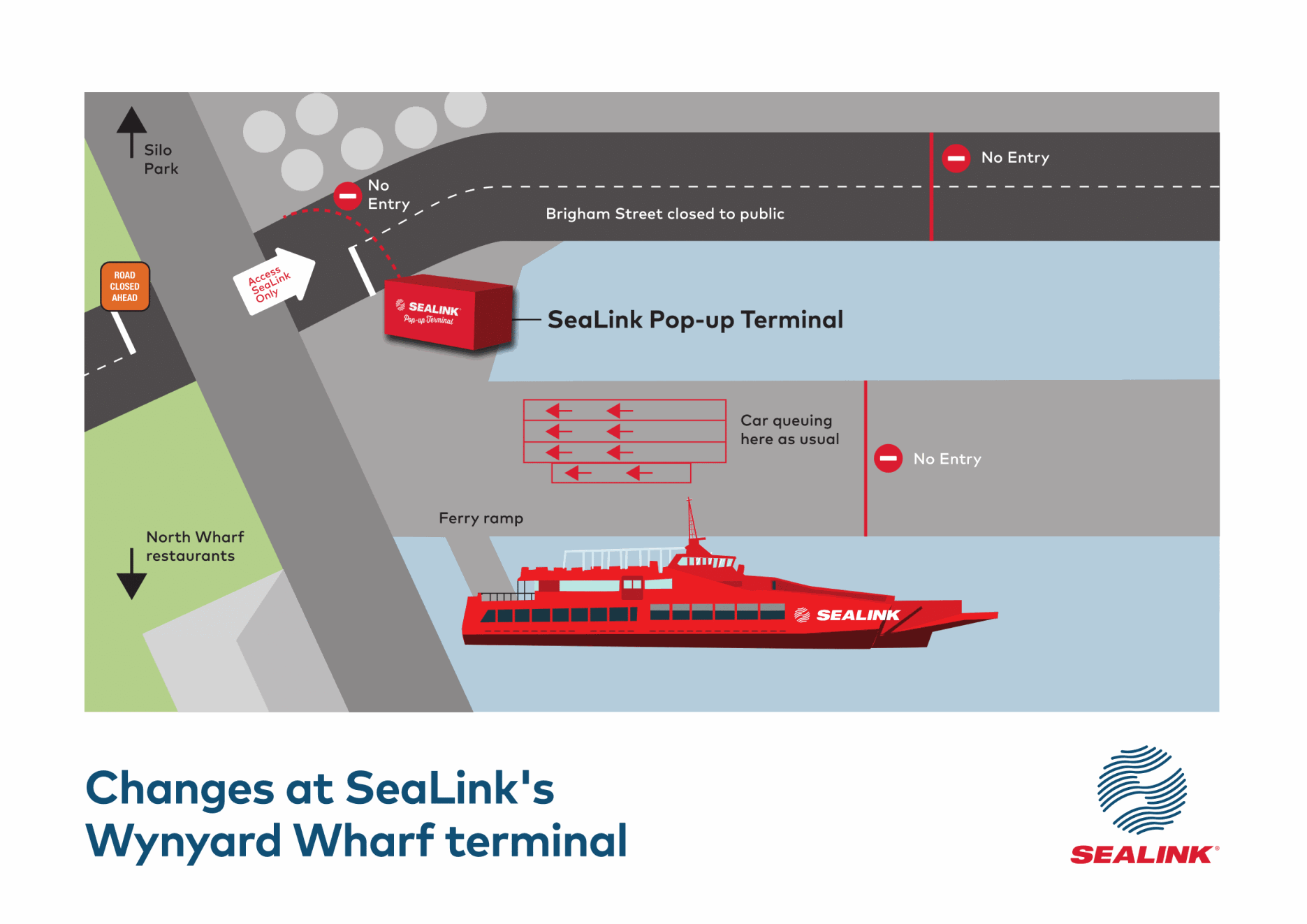 SeaLink Wynyard Wharf terminal road changes