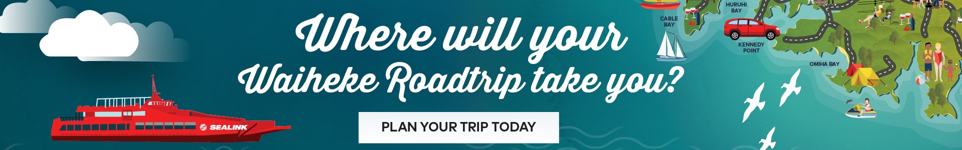 Your Waiheke Road Trip starts here - Road Trips Banner