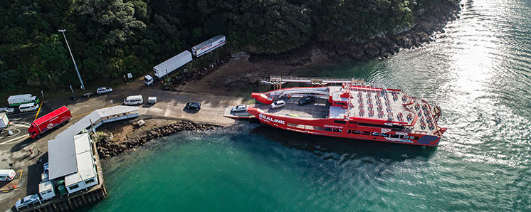 SeaLink ferry Seacat in port at Kennedy Point, Waiheke
