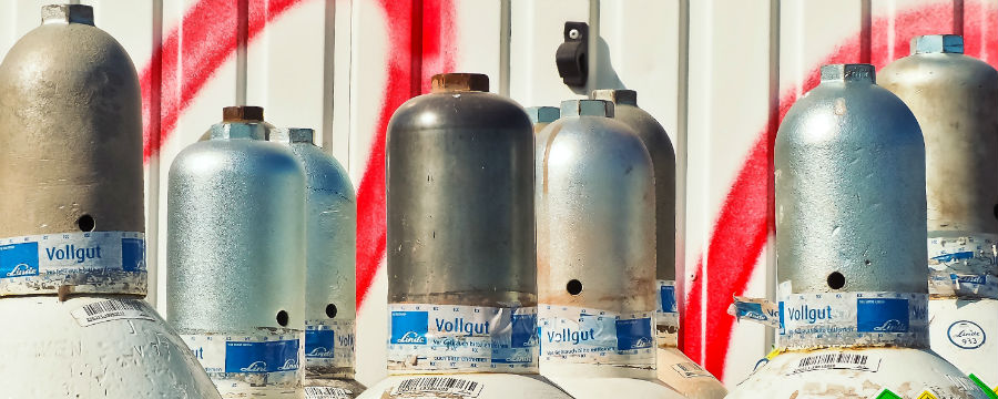 Dive tanks outside freight branch