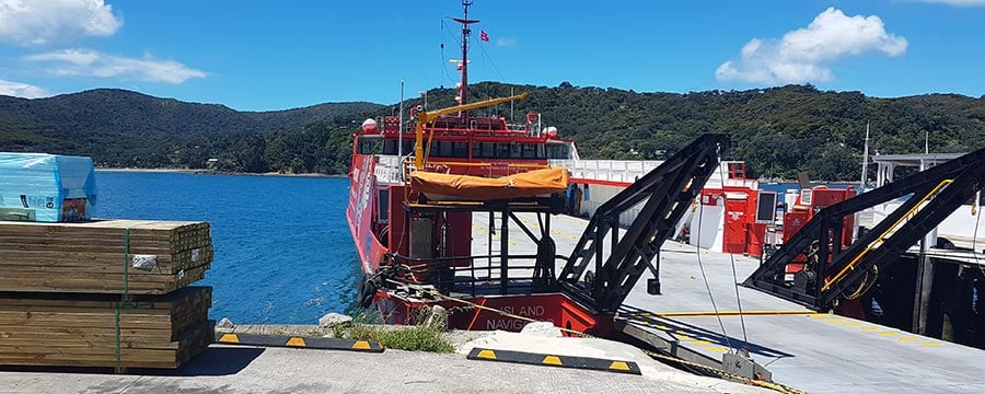 SeaLink ferry loading cars at Tryphena Great Barrier